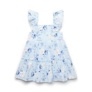 Bluey Dress Light Blue Floral Swiss Dot Ruffle Tiered Toddler Girls 5T